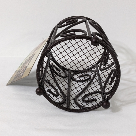 New Bronze Steel Cutlery Holder With Mesh Bottom & Non Skid Feet, Utensil Holder - Picture 6 of 8